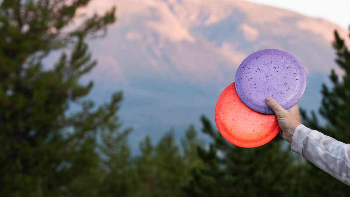 procyon disc golf disc recycled crocs shoes and recycled plastic trash panda