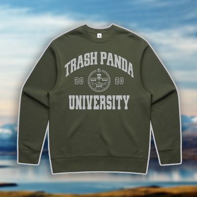 Green Trash Panda University Crewneck Sweatshirt Disc Golf 