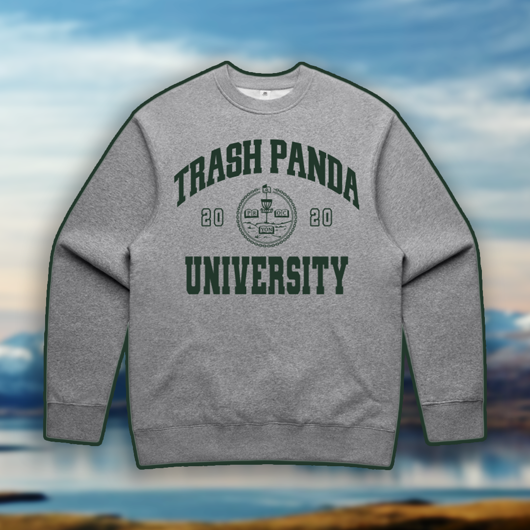 Heather Grey Trash Panda University Crewneck Sweatshirt Disc Golf 