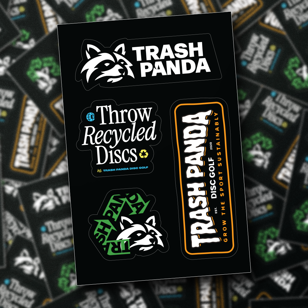 Product photo for the Trash Panda Disc Golf sticker sheet
